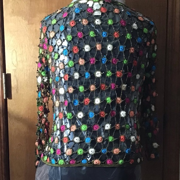 Cache Colorful Fishnet Pullover Size Large - Picture 3 of 3